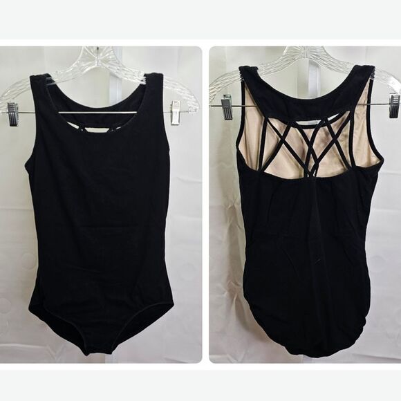 Luna Una Dancewear Black Caged Bodysuit Size Adult Medium - Picture 1 of 9